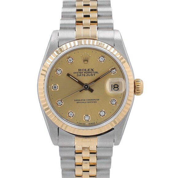 Rolex Datejust  68273 31mm Champagne Diamonds Dial Fluted Bezel Jubilee Band - Picture 1 of 8